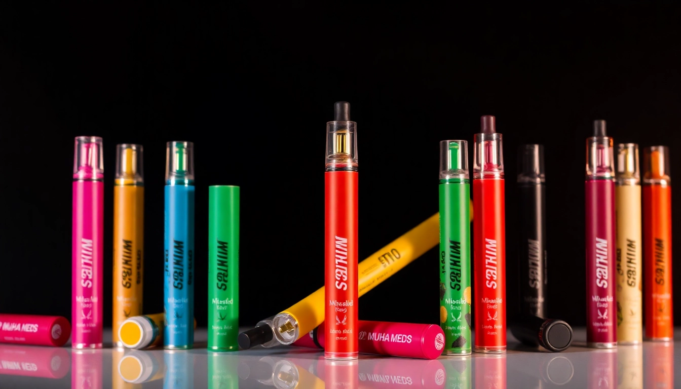 Showcase diverse Muha Meds Disposables, highlighting vibrant colors and unique flavors for a modern vaping experience.