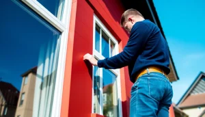 Professional installer showcasing window companies Manchester during a new installation at a residential property.