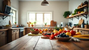 Engaging culinary scene at dishfacts.com with vibrant ingredients on a wooden table.