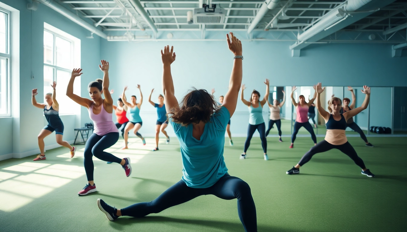 Mobility Training exercises enhancing flexibility and strength in a vibrant gym environment.