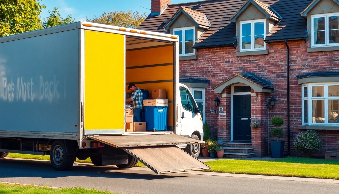 Family loading belongings with removal companies keighley at their doorstep, ensuring a smooth transition.