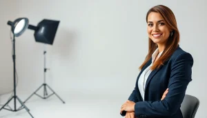 Capturing stunning company headshots in a professional studio environment with soft lighting.