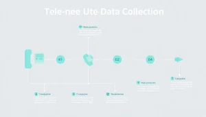 Illustration of telephone data collection process, highlighting interview techniques and data gathering methods.