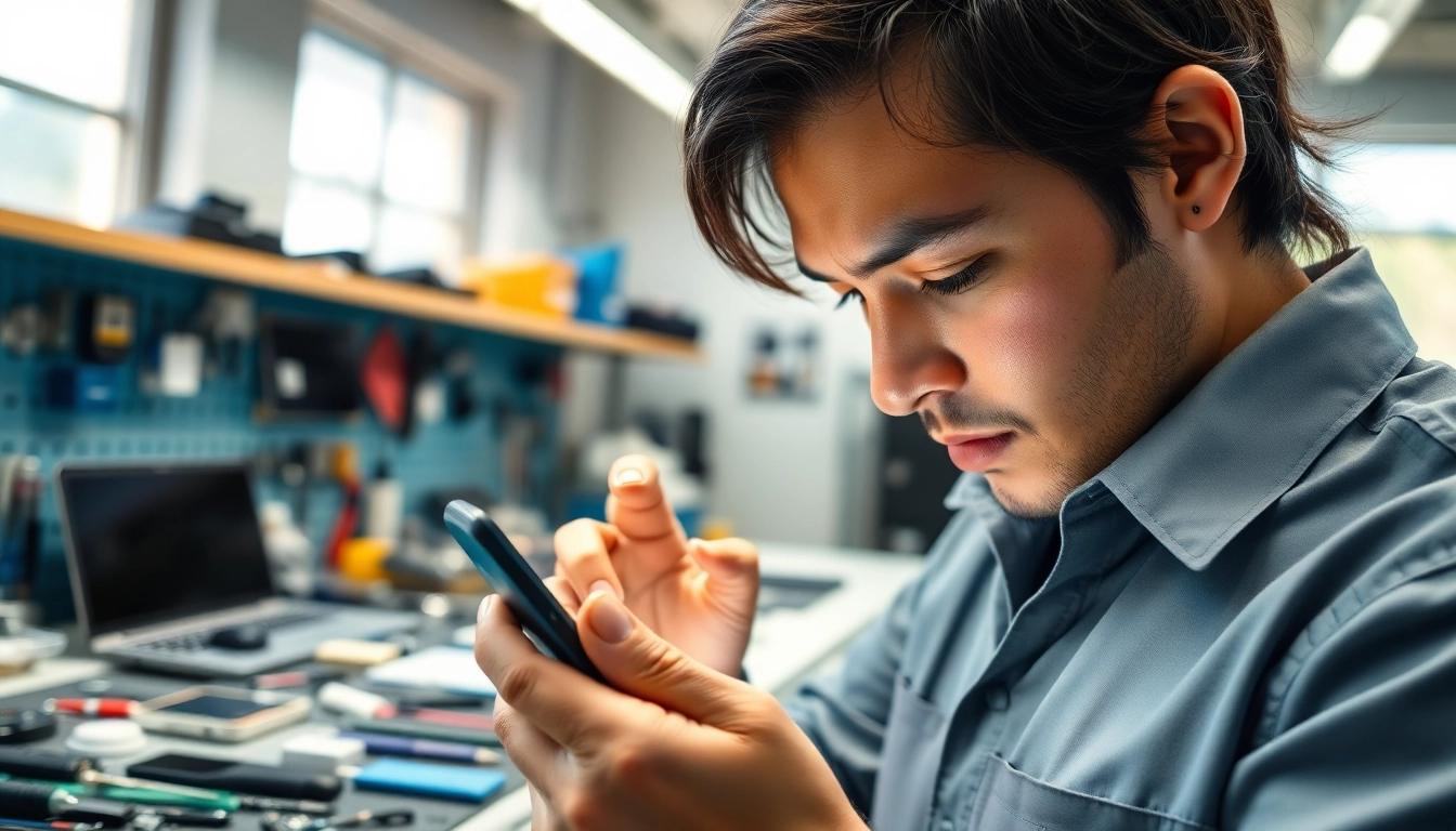 Professionista che effettua la riparazione di cellulari a Torino, mostrando attenzione ai dettagli.