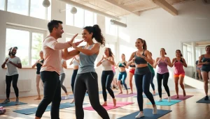 Participants engaging in a small group class near me, showcasing energetic workouts and community spirit.