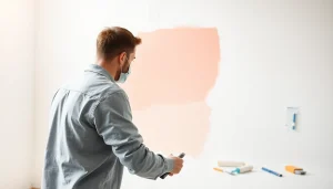 Skilled professional performing drywall painting with focus on preparation and flawless finish.