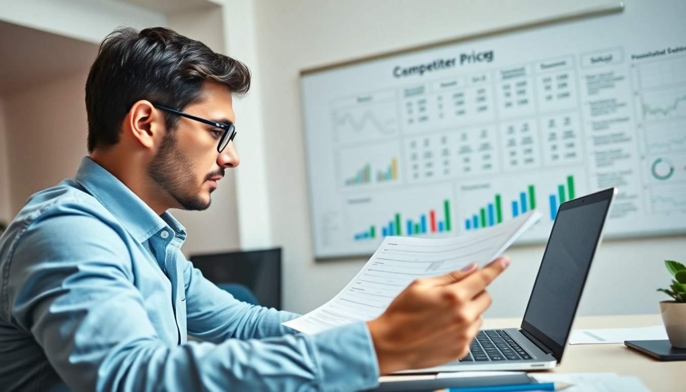 Analyzing data for competitor pricing research in a professional business setting.