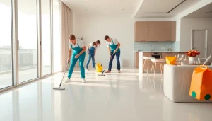 Professional bond cleaning Brisbane team ensuring a spotless apartment for clients.