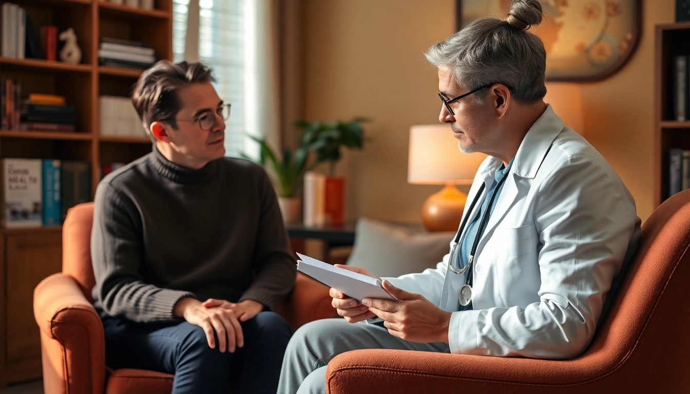 Therapist helping an individual in a calm space while dealing with stress effectively.