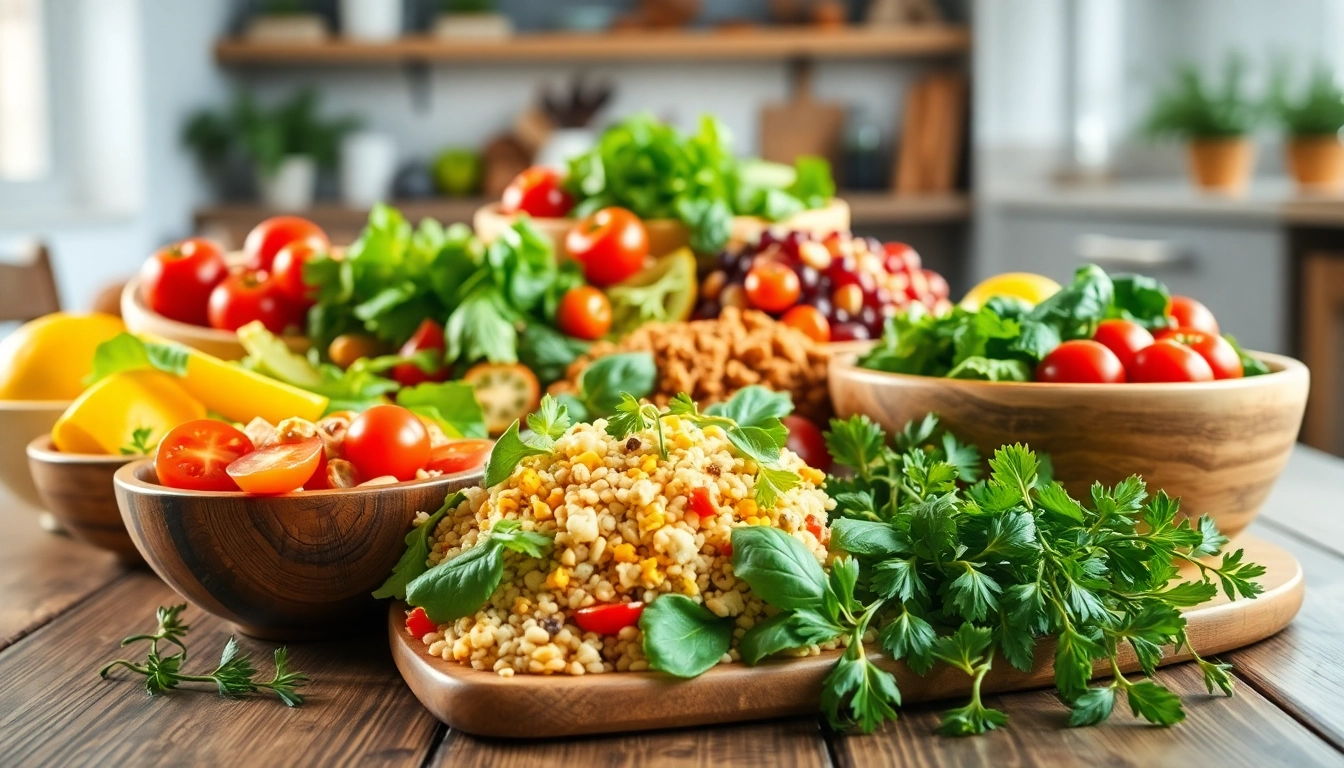 Discover healthy food to lose weight through a colorful display of fresh produce and grains.