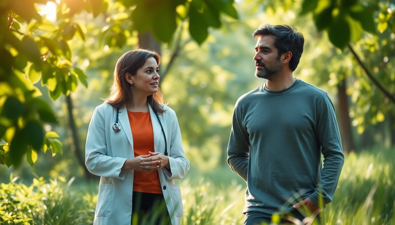 Helping an individual dealing with depression through a serene therapeutic conversation in nature.