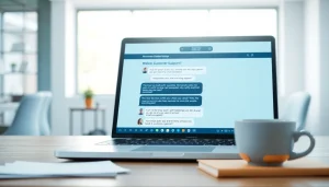 Engaging chatbot for website showcased on a sleek laptop, enhancing user interaction.