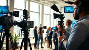Showcasing video production in Edmonton, a dedicated crew captures a vibrant corporate event.
