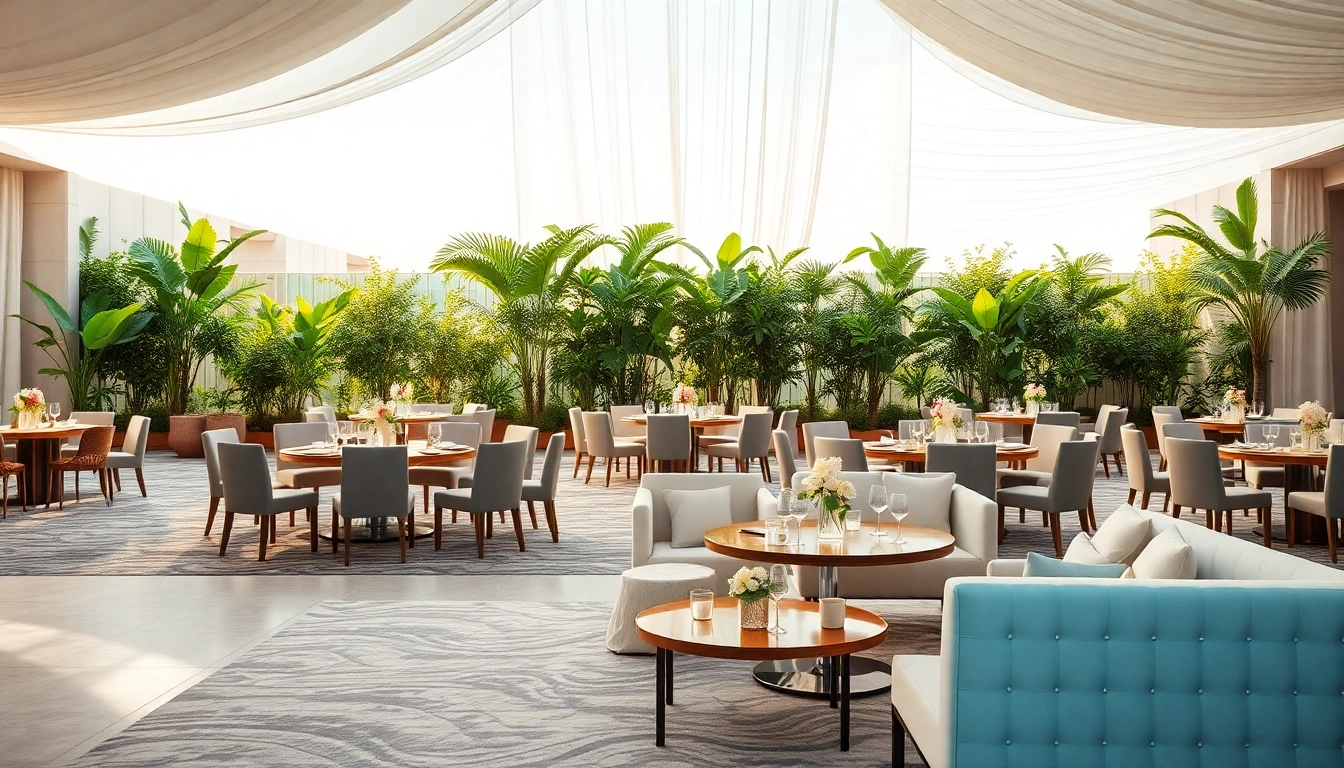 Stylish event space with elegant decor ready for a sophisticated gathering.