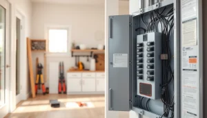 Inspecting an Electrical Panel within a well-organized utility room, showcasing details.