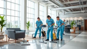 Effiziente Gebäudereinigung Gießen in modernem Büro mit engagierten Mitarbeitern.