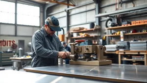 Steel fabricators near me at work in a professional workshop, showcasing metal processing.