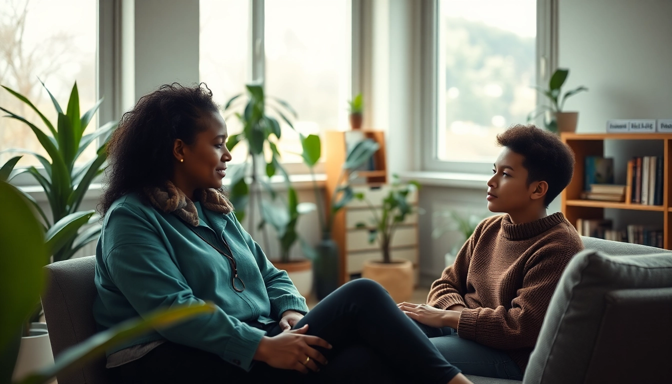 Mental health therapy session showcasing engaging interaction between therapist and client.
