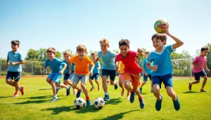 Young boys enjoying Multi Sports Camps for Boys, engaged in various sports activities outdoors.